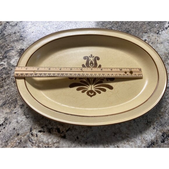 Vintage Pfaltzgraff Yorktowne Brown Floral Oval Serving Platter Farmhouse 14"  U - Picture 5 of 8